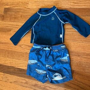 Baby Boys’ Tea Collection Swimsuit Rash guard and Trunks 9 months to 12 months